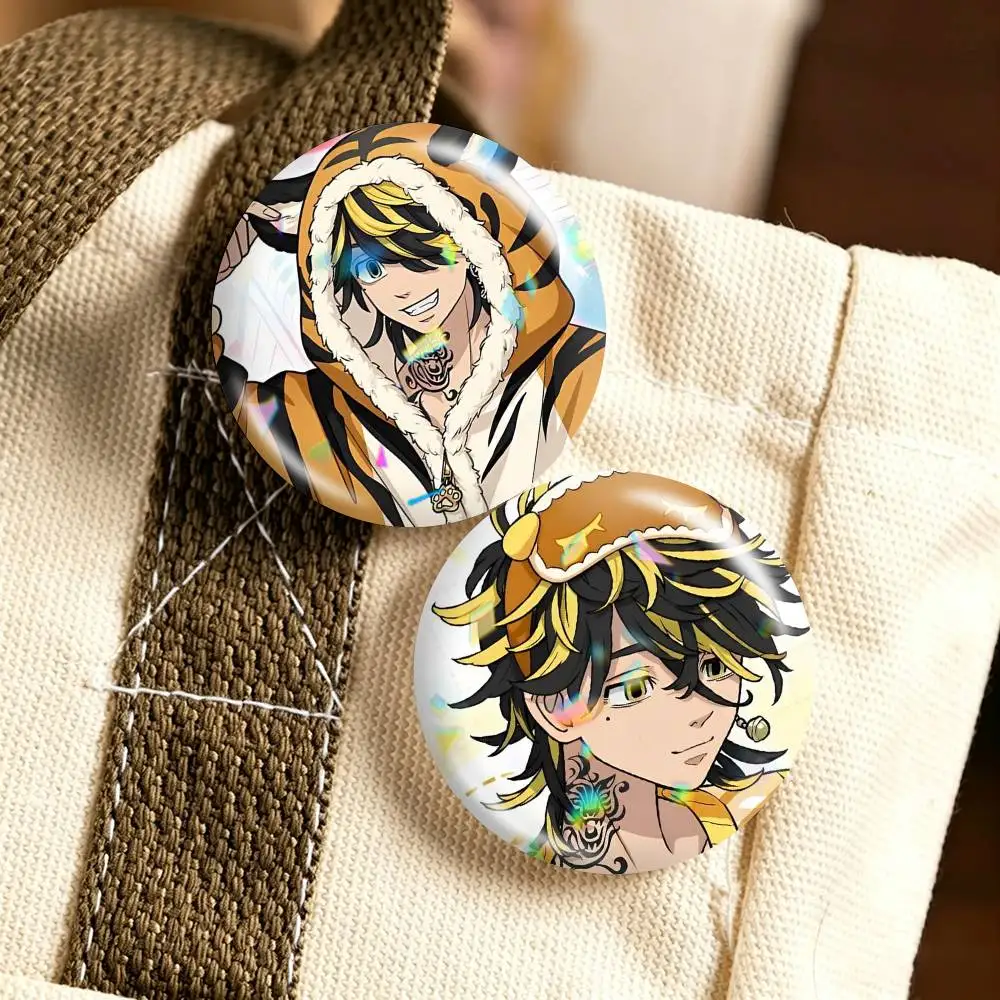 Tokyo Revengers Hanemiya Kazutora 25mm 32mm 44mm 58mm 75mm Brooches Badges Pins for Accessories Gift