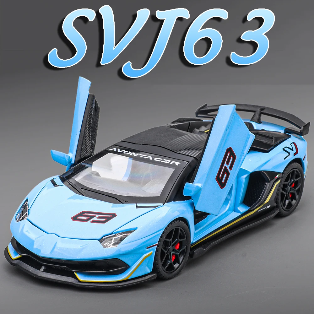 

1:32 SVJ63 SCV12 Модель игрушки Супермашины из сплава, литые под давлением двери, открытый звук, свет, откат, изысканный интерьер, популярные игрушки для детей