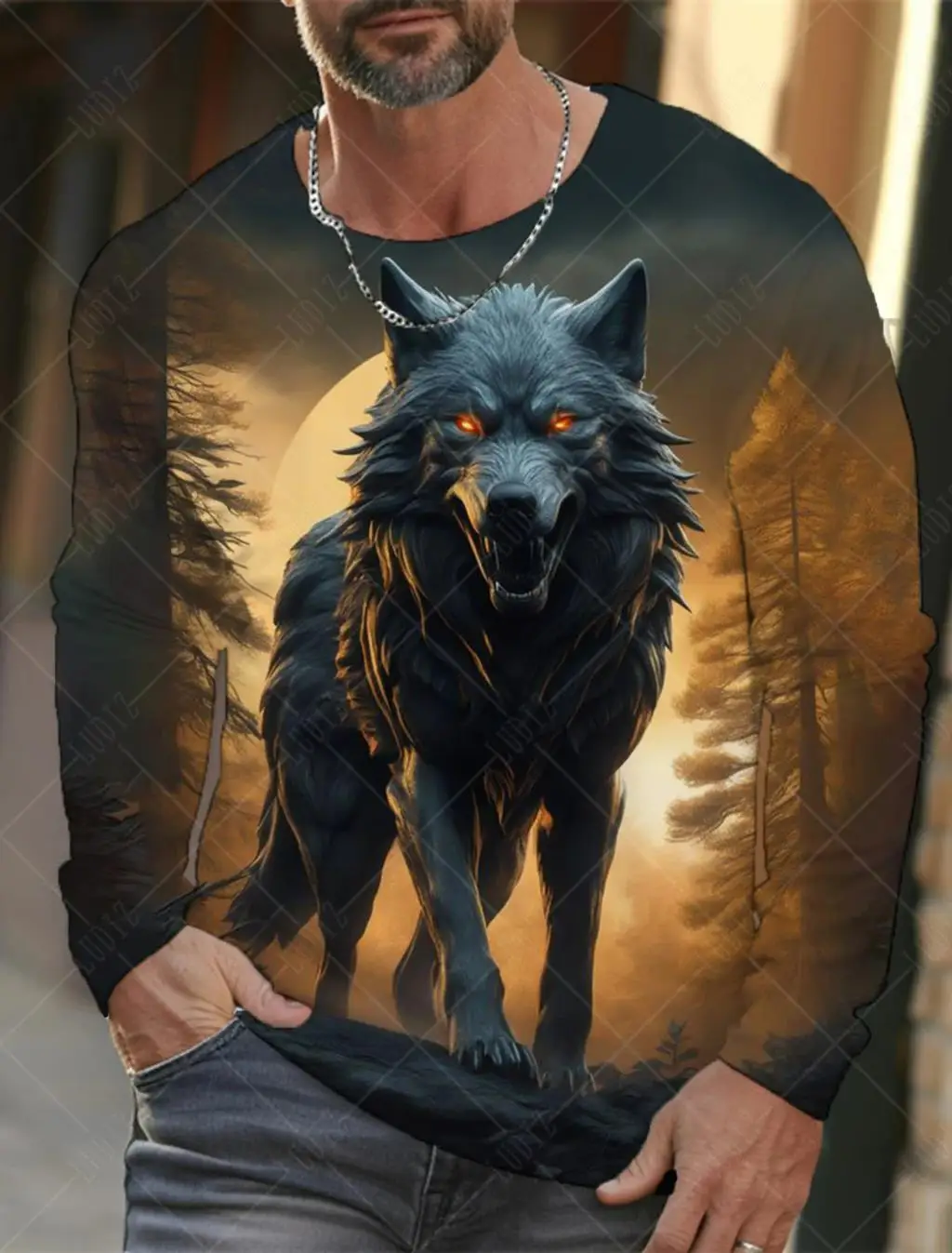 Popular Animal Wolf Series T-shirt 3D Printed Men  Streetwear Top Clothing Casual Long Sleeve O-Neck  Tees