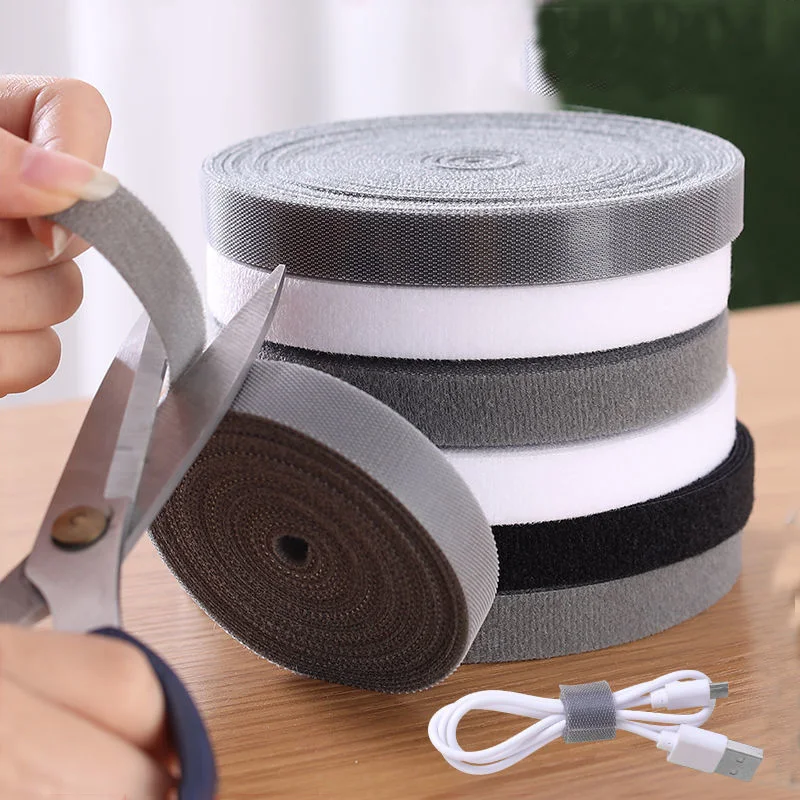 10/15/20mm Reusable Adhesive Fastener Tape Strong Hook and Loop  Fasteners Back To Back Cable Ties Curtain Fastener Tape Roll