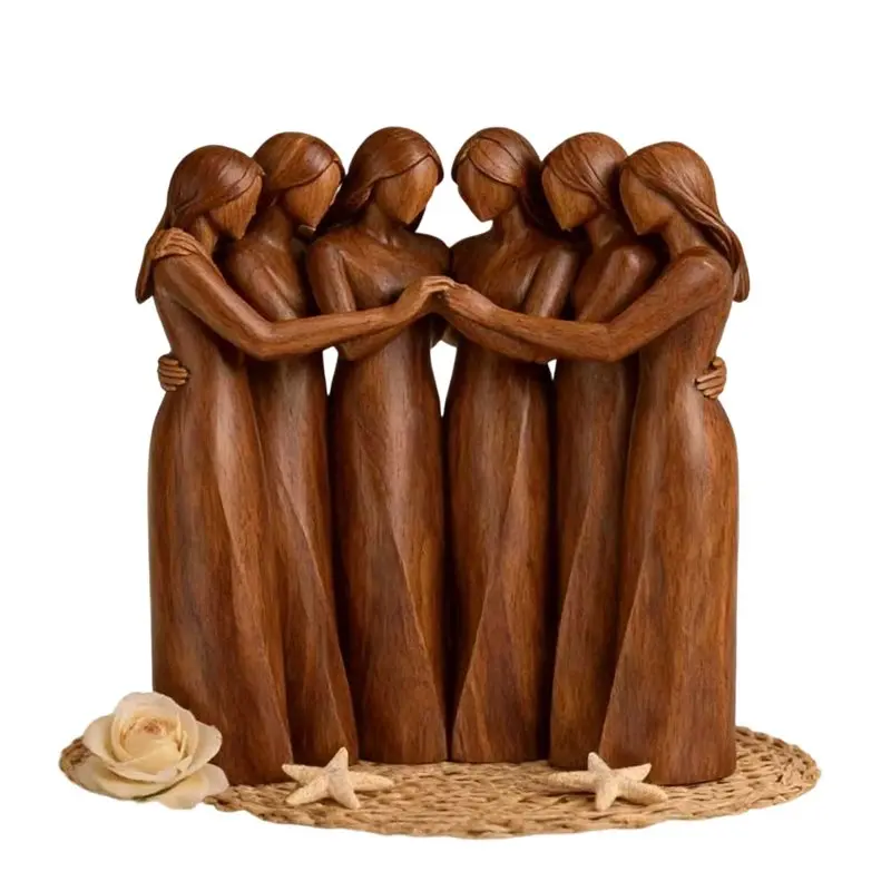 【EFFICIENT 】Sisters Sculpture, Hand-Painted Resin Figurines Statue, Friends Friendship Resin Figurine Desktop Ornament(6 Pieces)