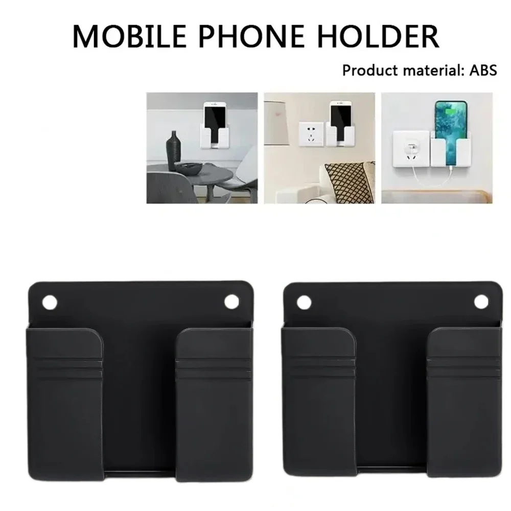 2/4/8Pc Wall Mounted Mobile Phone Stand Storage Box Multifunction Punch Free TV Remote Control Mobile Phone Plug Charging Holder