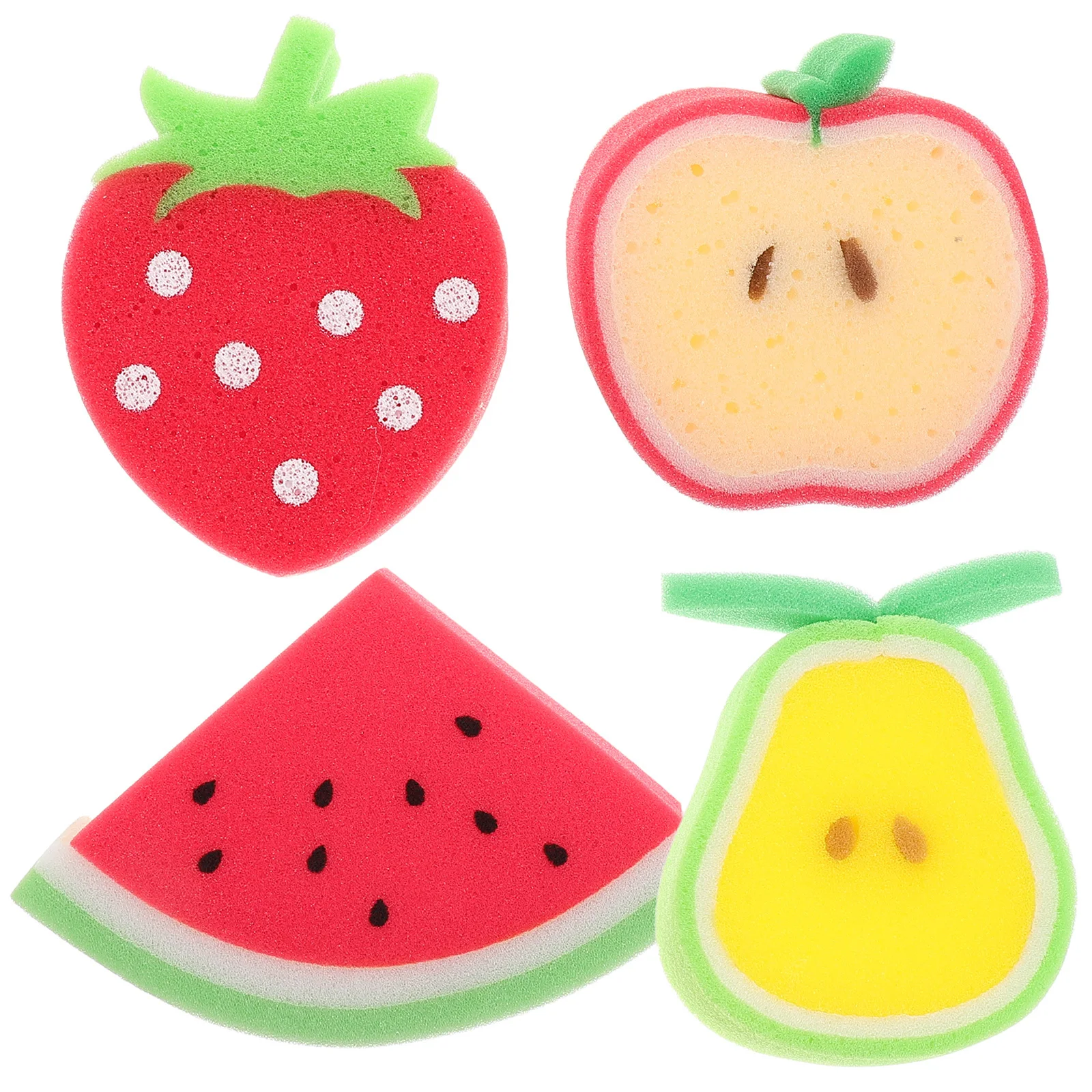 

Набор из 4 мультяшных губок-фруктов для детей: мягкие мочалки для душа, безопасные для кожи, аксессуары для ванны
