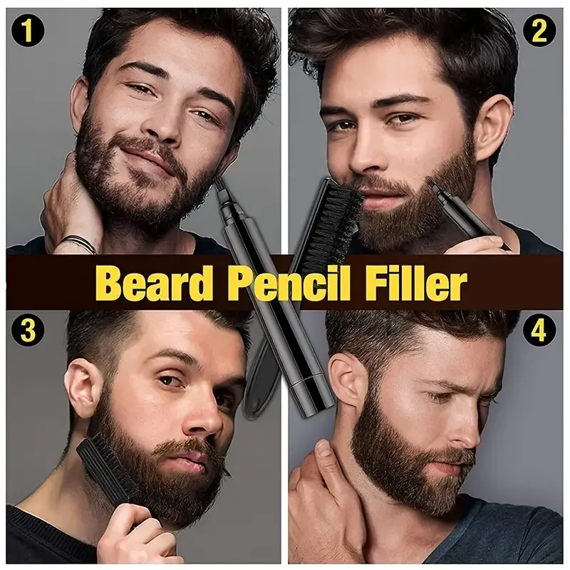 Waterproof Beard Pen Beard Filler Pencil And Brush Beard Enhancer Lasting Repair Moustache Coloring Shaping Tools Hair Pencil