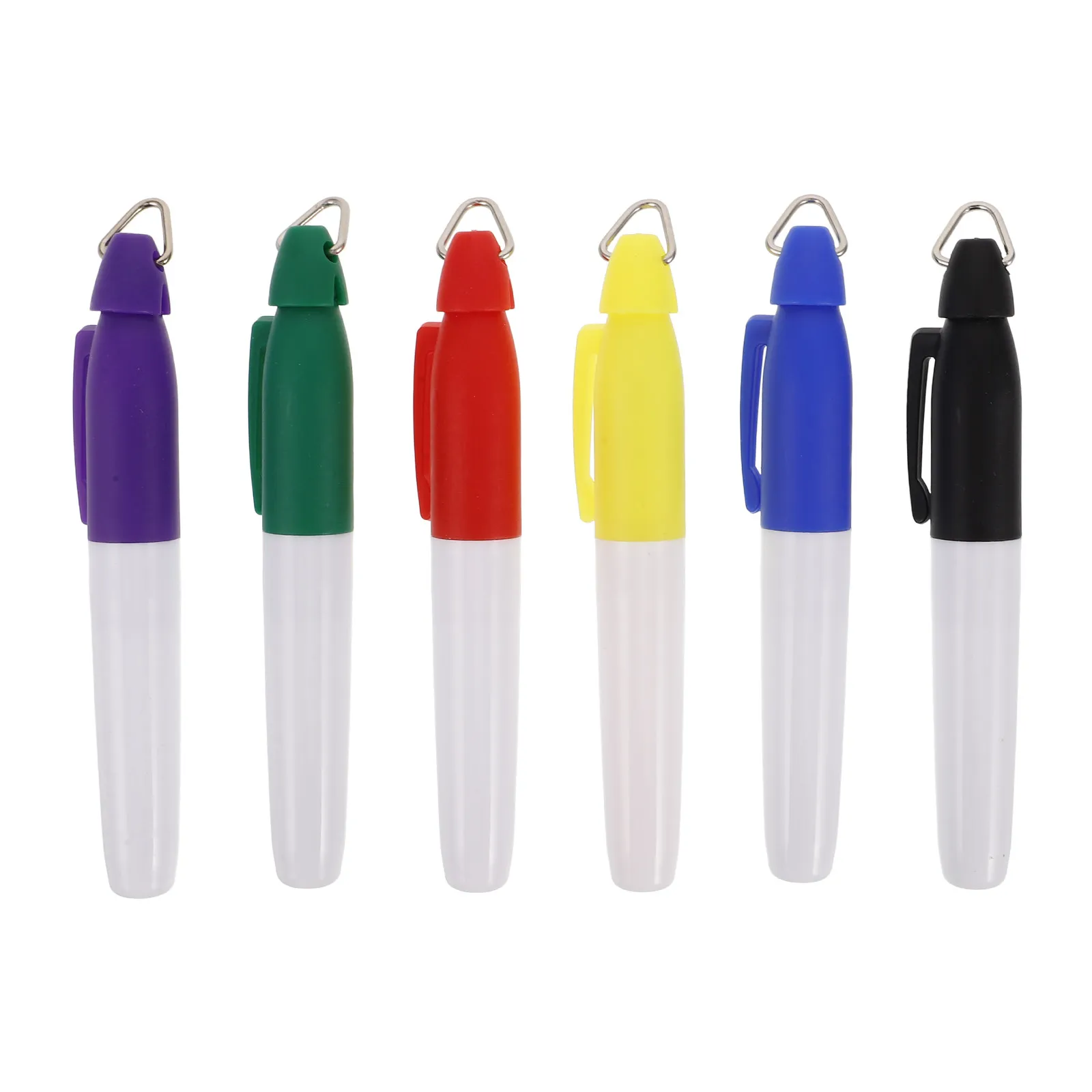 

6Pcs Golf Ball Identification Tool Mini Marker Pens Portable Golf Accessories Triangular Metal Ring Clip Permanent Ink for Ball