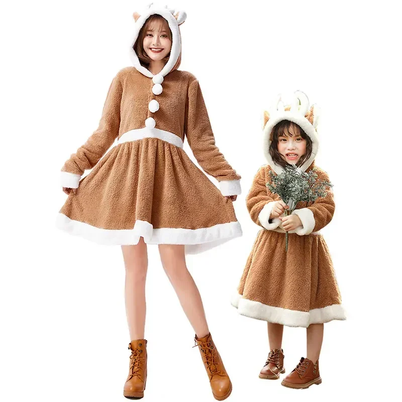 

Men Women Parent-child Christmas Cute Reindeer Adult Costume Unisex Deer Animal Onesie New Year Party Jumpsuit