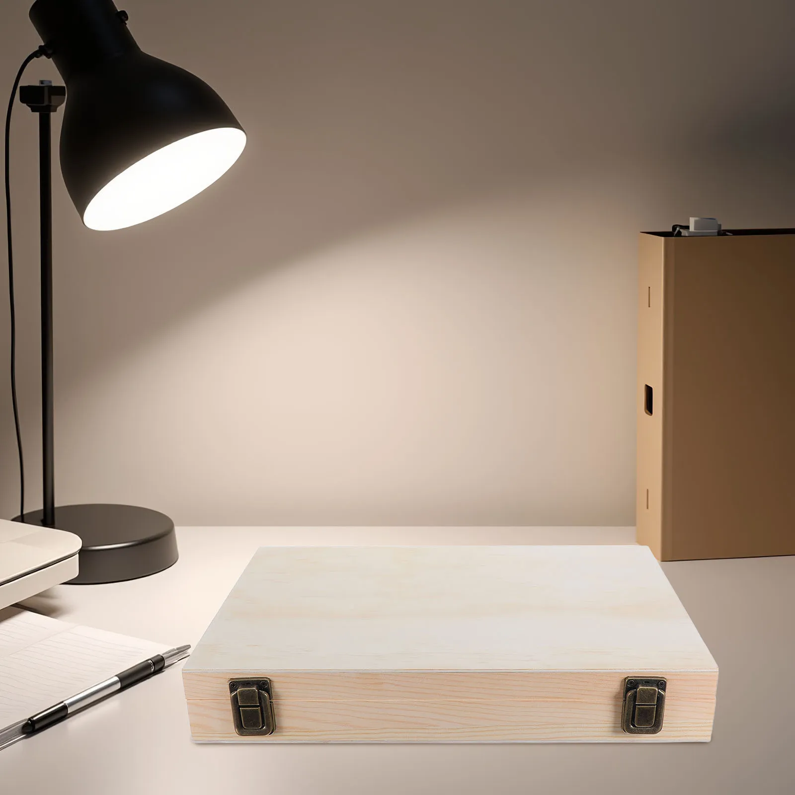 

Large Wood Box Natural Unfinished Rectangle Storage Chest For Diy Craft Jewelry Keepsake Hinged Lid Wooden Organizer