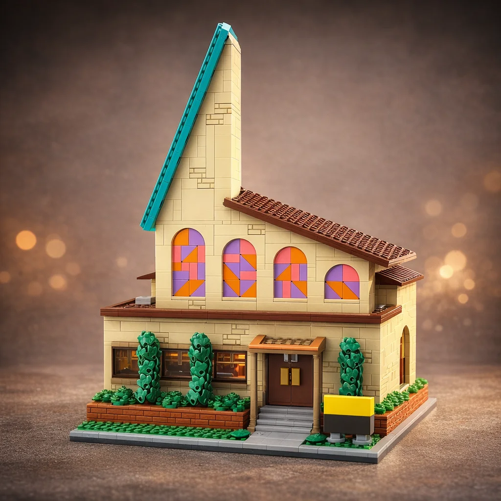 

MOC Church Building Blocks Model Colorful Window Chapel Architecture DIY Assembly Bricks House Model Toy for Adults Kids Gift