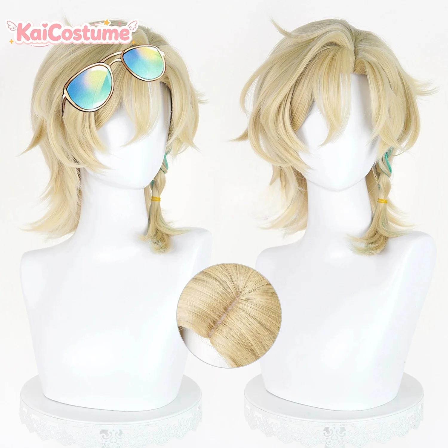 Honkai Star Rail Aventurine Wave Play Cos Wig Silver Grey Layered Synthetic Hair Realistic Scalp Top Heat Resistant Fiber