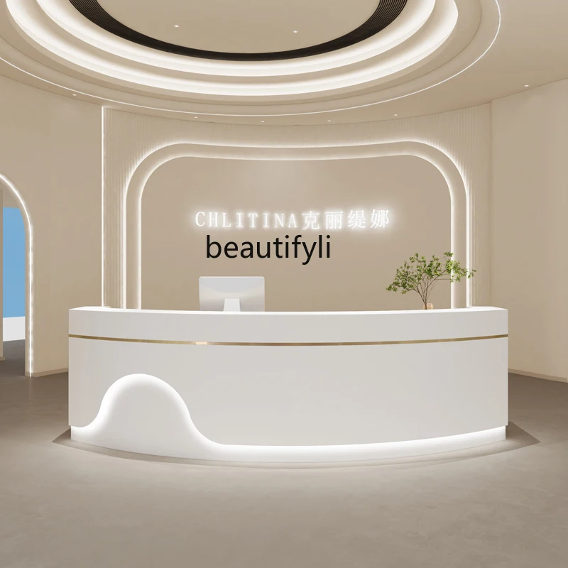 

Light luxury beauty salon clothing store checkout page Company hotel lobby front desk checkout page