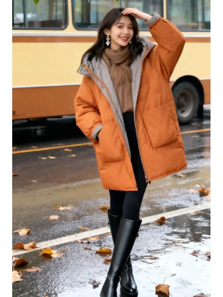 

Trendy Warm Cotton Jaet Women's Loose Slimming Hooded Open Cardigan Top Fall Winter New Sle Comfortable Breathable Cotton...