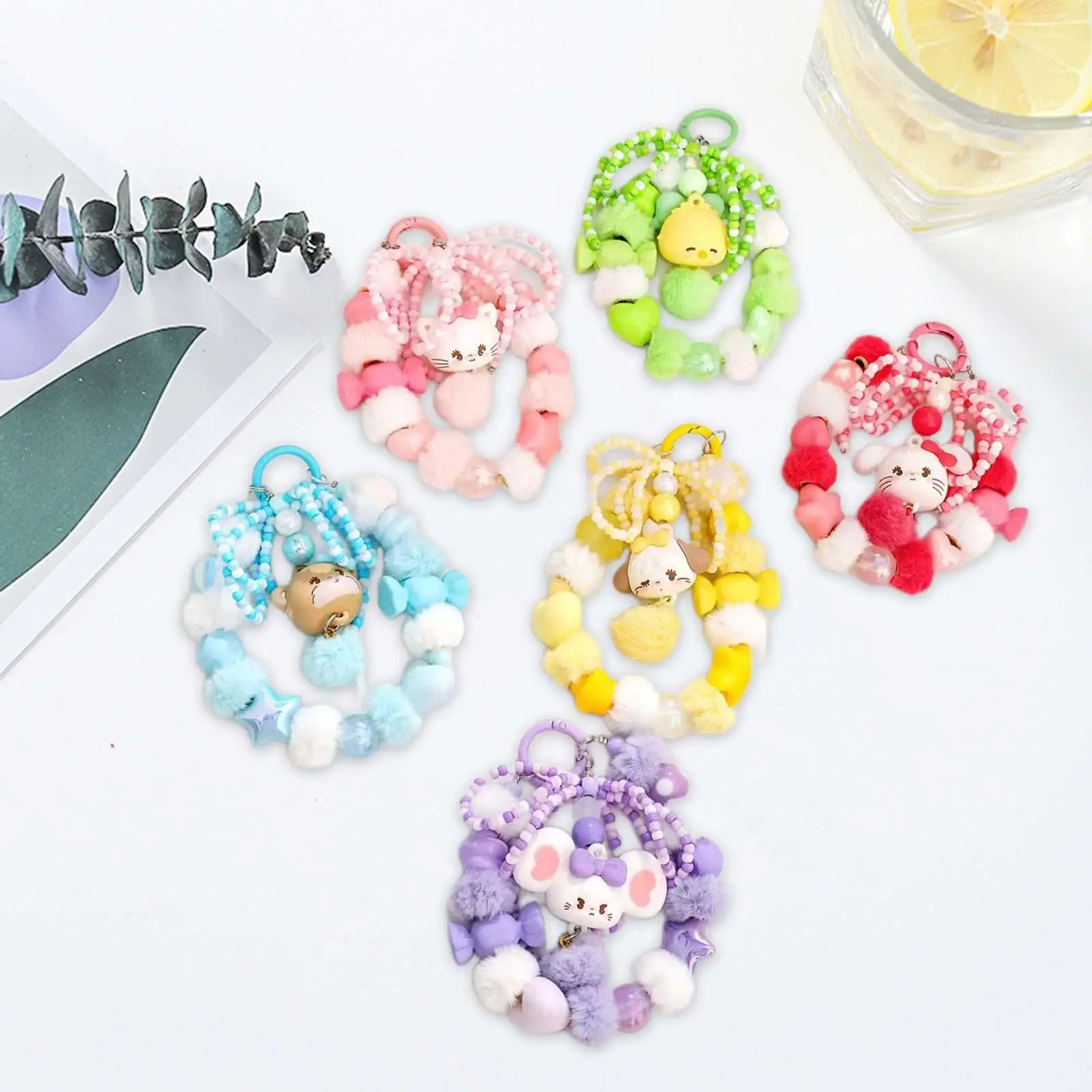 

Cute Animal Keychain Plush Balls Lovely Key for Women Men Kids Birthdays
