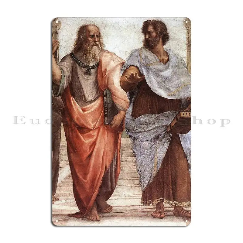 Plato And Aristotle Metal Sign Bar Wall Mural Club Create Printing Tin Sign Poster