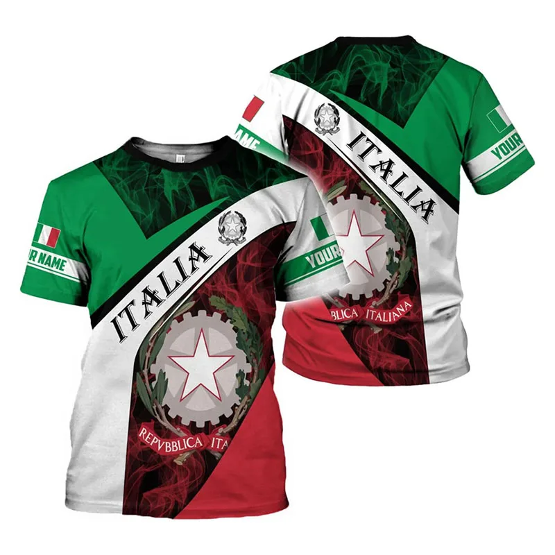 إيطاليا العلم مخصص اسم تي شيرت النساء ملابس للرجال اليومية الشارع موضة تي شيرت ثلاثية الأبعاد طباعة تصميم 2025 جديد الإيطالية فخر تي شيرت #2