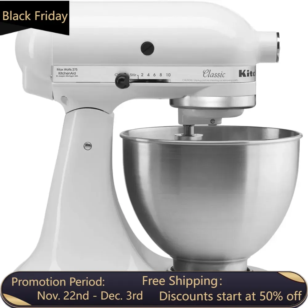 Classic Series 4.5 Quart Tilt-Head Stand Mixer, 10-Speed, with beater, dough hook and 6-wire whip, Household Kitchen Blenders