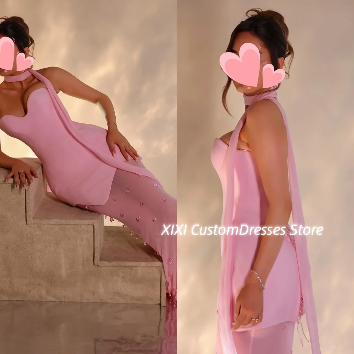 

فساتين equilibפרי Customize Милая Русалка длиной до пола, с бисером, женские вечерние платья розового цвета на молнии без рукавов для торжественных случаев