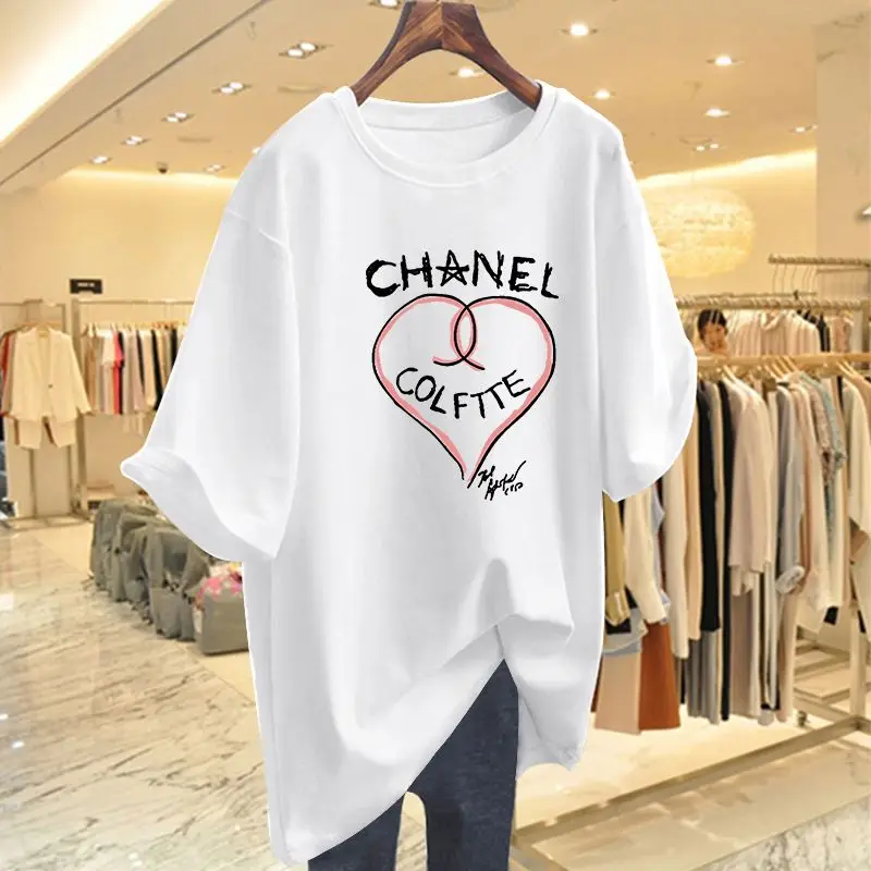 

Women Clothing Vintage Y2k Short Sleeve Top Tee, O-neck Loose Casual T-shirt, Summer Cotton Cartoon Printed Basic Pullovers