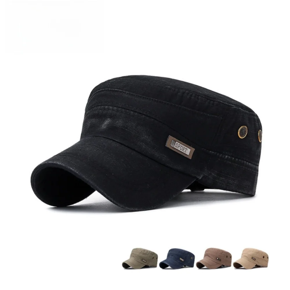 

Fashion Anti-UV Fishing Hat Casual Cotton Baseball Cap Outdoor Sunscreen Retro Flat Top Hat Men Women