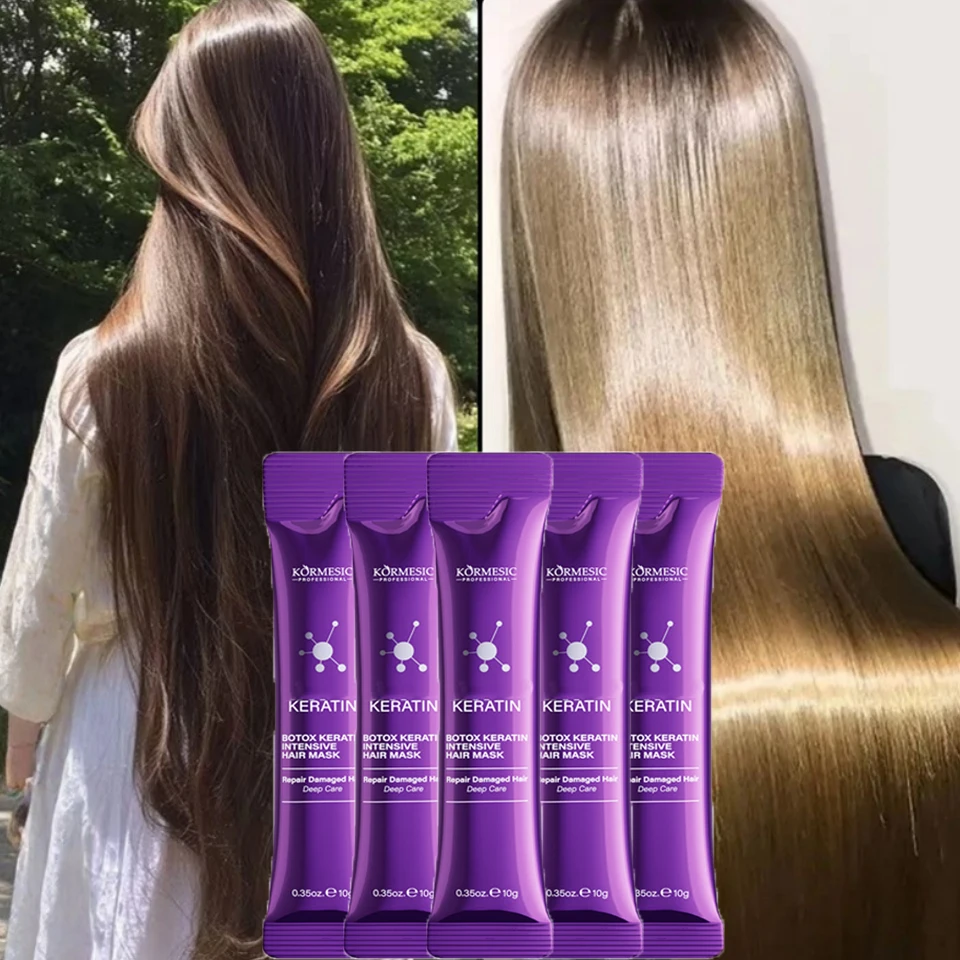 

Collagen Keratin Hair Mask Deeply Nourish Dry Frizzy Hair Treat Repair for Damaged Purple Soft Smooth Shiny Scalp Care Product