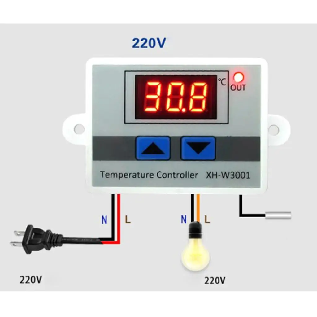 Electronic Thermostat Temperature Controller XH-W3001 Adjustable Module for Cooling Heating System
