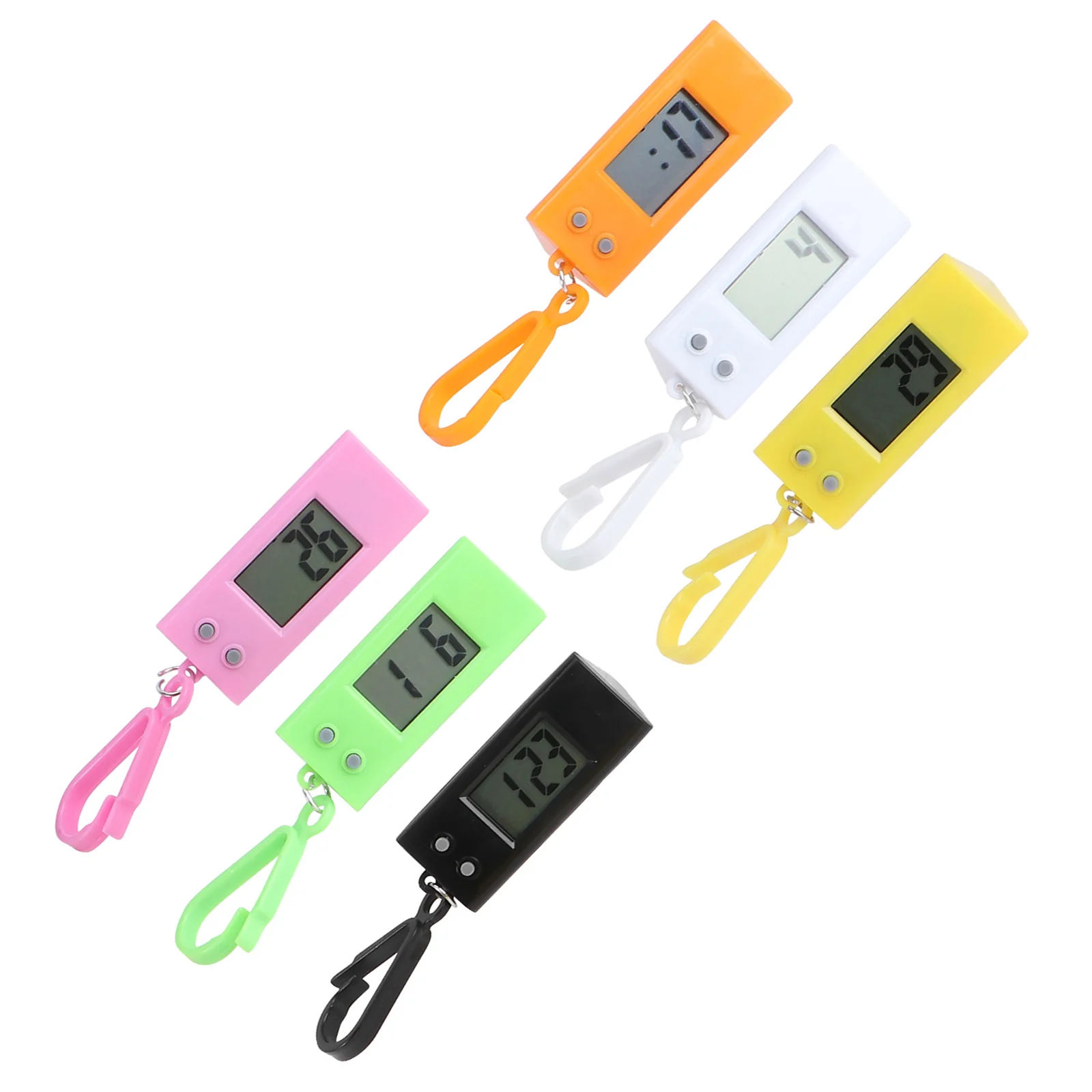 6 قطع من سلسلة مفاتيح الساعة الرقمية، ساعة جيب إلكترونية صغيرة الحجم مع شاشة دقيقة للاستخدام الخارجي للسفر للطلاب