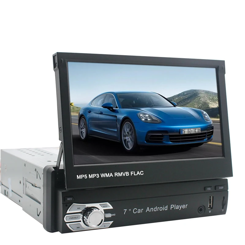 Android Single Din Car Radio Retractable 7 Inch Touch Screen Car Stereo Audio BT USB TF FM GPS Car Multimedia DVD Video Player