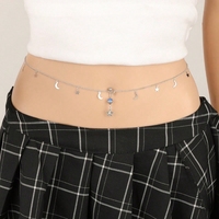 New Fashion Body Jewelry Waist Chain Sexy Simple Rhinestone Star Moon Belly Chain For Women