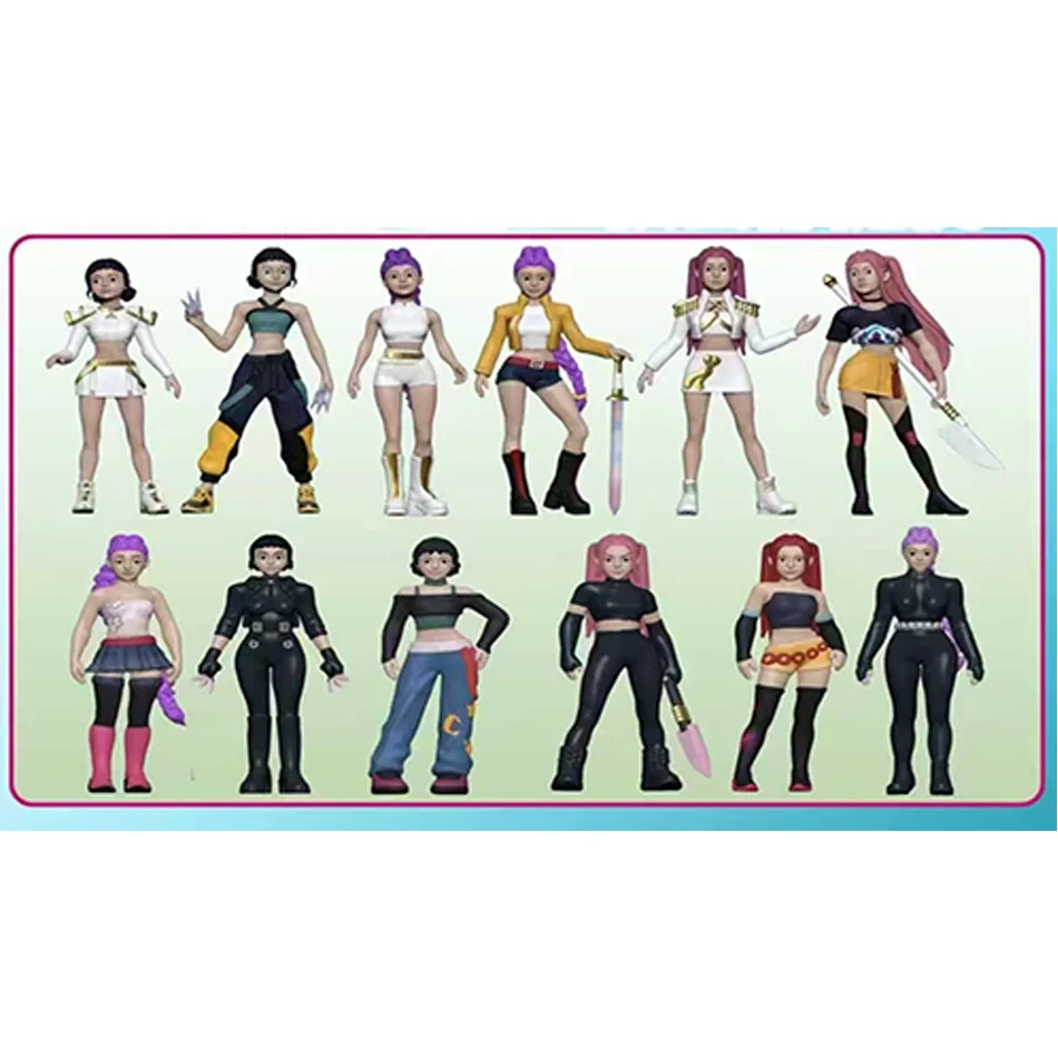 Anime Demon Hunters blind box Demon Hunters Rumi Mira Zoey Tiger Toy Desk Decoration Statues Ornament Kid Christmas Gifts