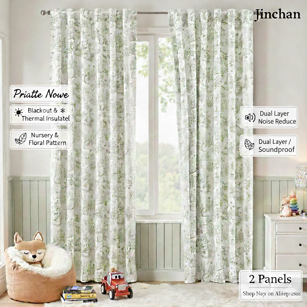 

Шторы Jinchan Floral Blackout, затемняющие, в стиле фермерского дома, с термоизоляцией, для окон, шумопоглощающие, для спальни, 2 шторы