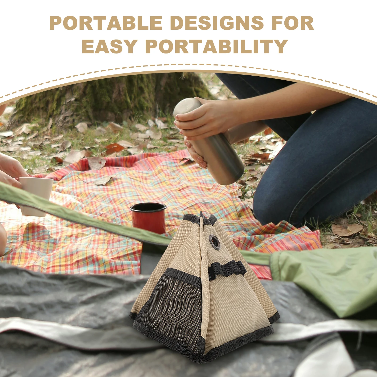 

Outdoor Camping Canvas Holder Portable Tripod Tissue Fan Storage Bag Durable Multipurpose Paper Holder Camping Canvas Bag