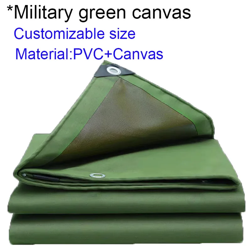 Military Green Canvas PVC Thickened Waterproof Cloth Balcony Tent Truck Shed Courtyard Sunshade Protection