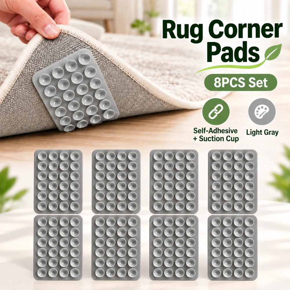 8 Pcs Gray Square Suction-Cup Back Stickers for Phone Holder Floor Mat Tabletop Steady Holding Gripping Pads Home Use