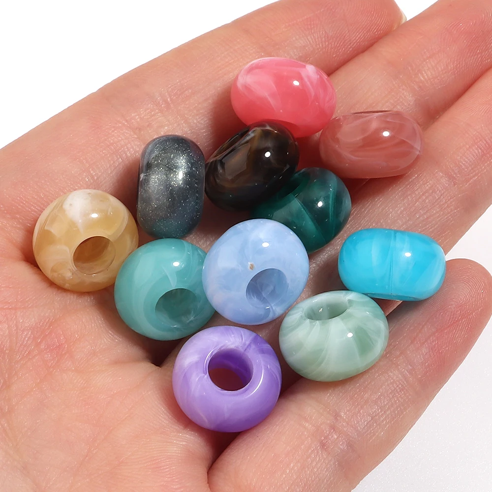 30 Stück bunte Acrylperlen in Natursteinoptik mit großem Loch, lose Abstandsperlen für die Schmuckherstellung, DIY-Schlüsselanhänger-Zubehör – Detail 6
