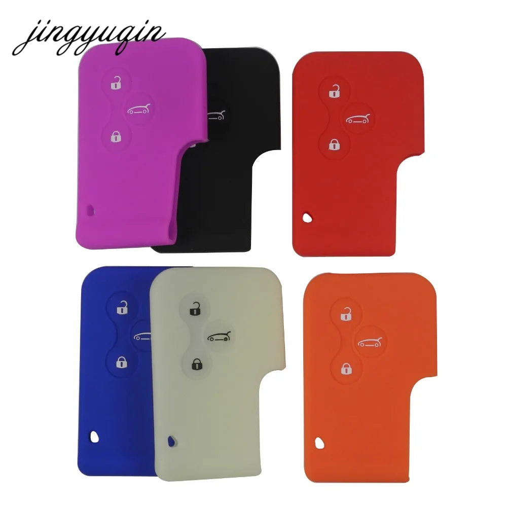 jingyuqin 3Buttons Silicone Key Card Case For Renault Clio Megane R.S. Scenic Grand Remote Key Cover Luminious Optional Holder