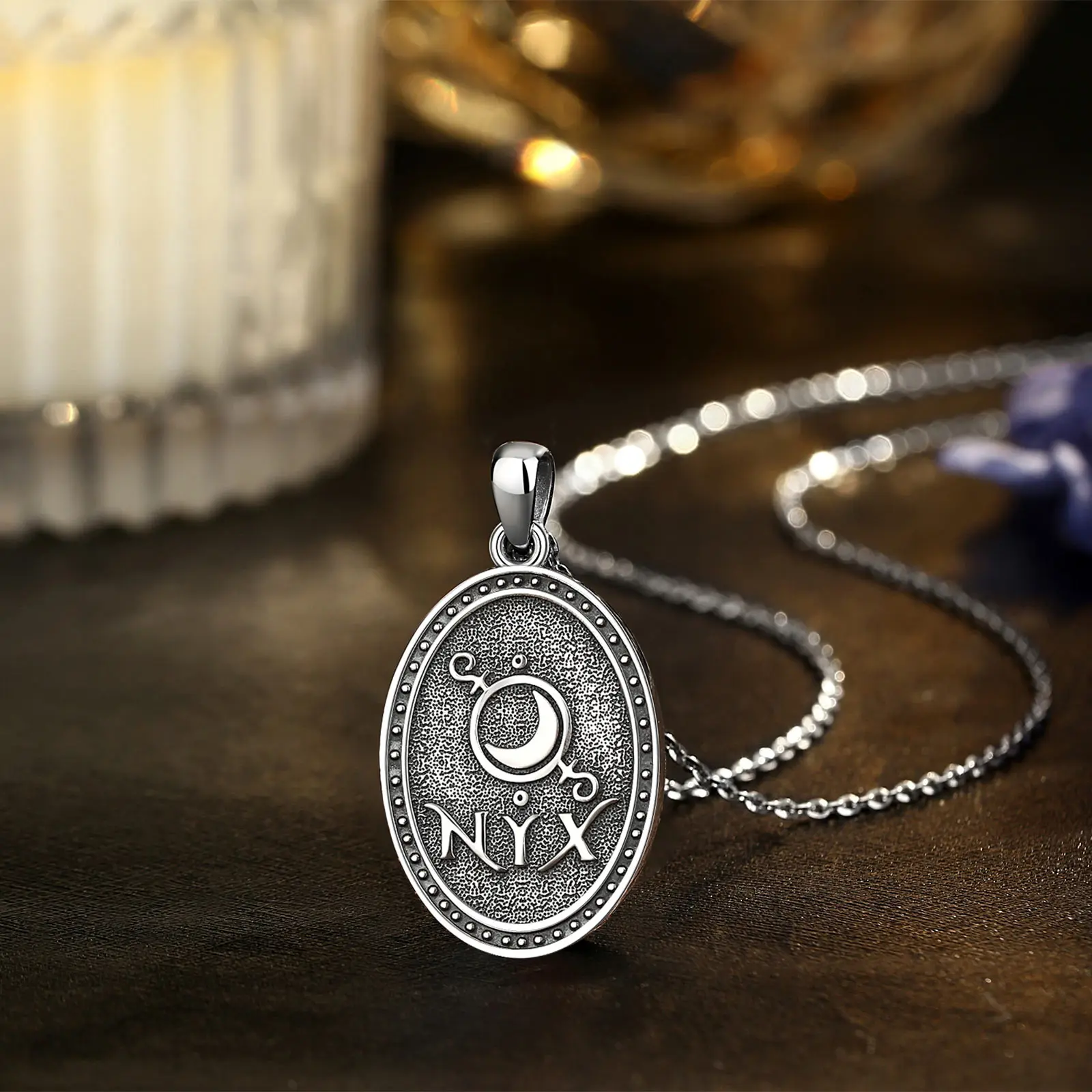 AEONSLOVE 925 فضة NYX آلهة قلادة الأساطير اليونانية ليلة آلهة قلادة القوطية ويكا باقان مجوهرات للنساء