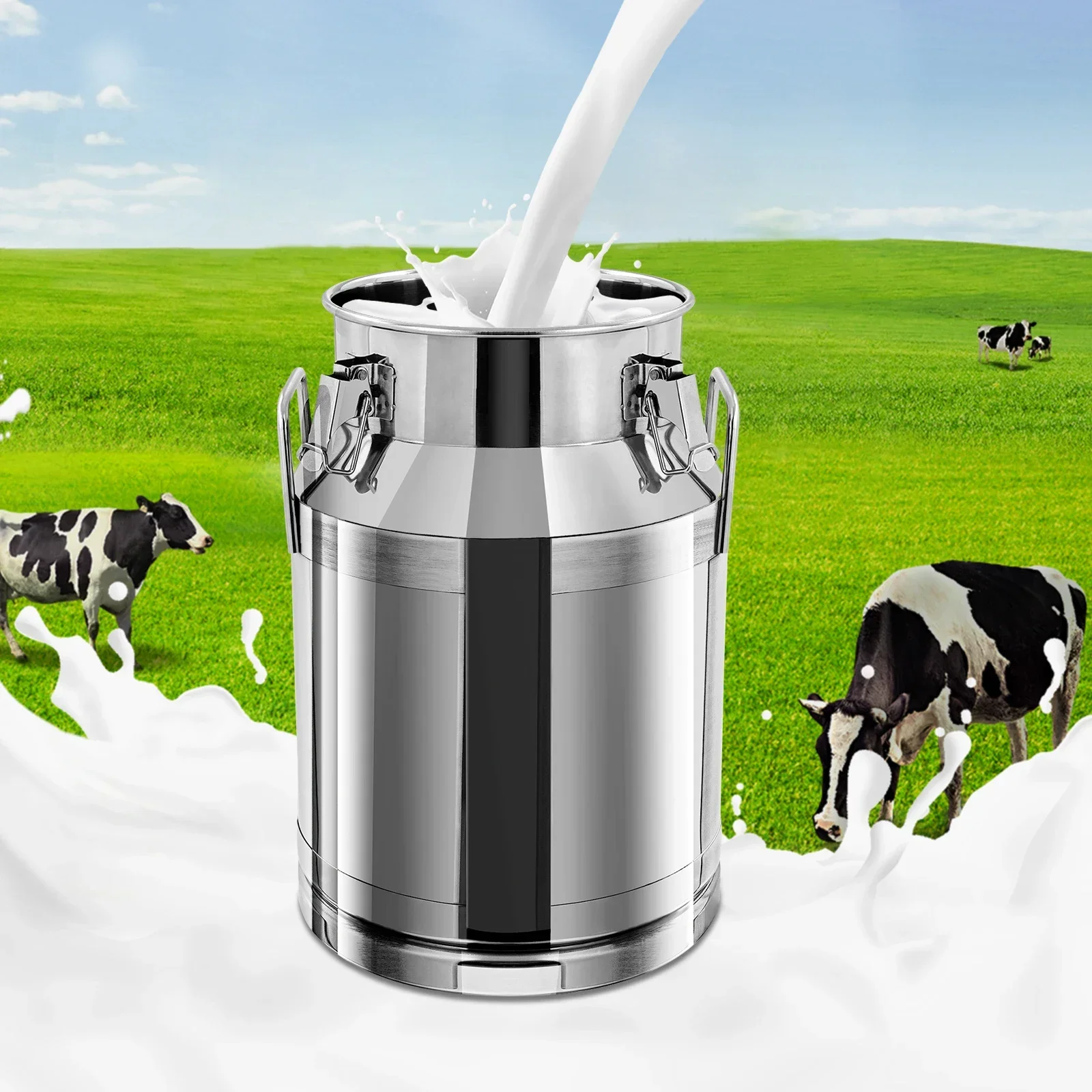 

304 Stainless Steel Milk Can, 30L Milk and Wine Bucket, Milk Pail with Sealed Lid (30L)
