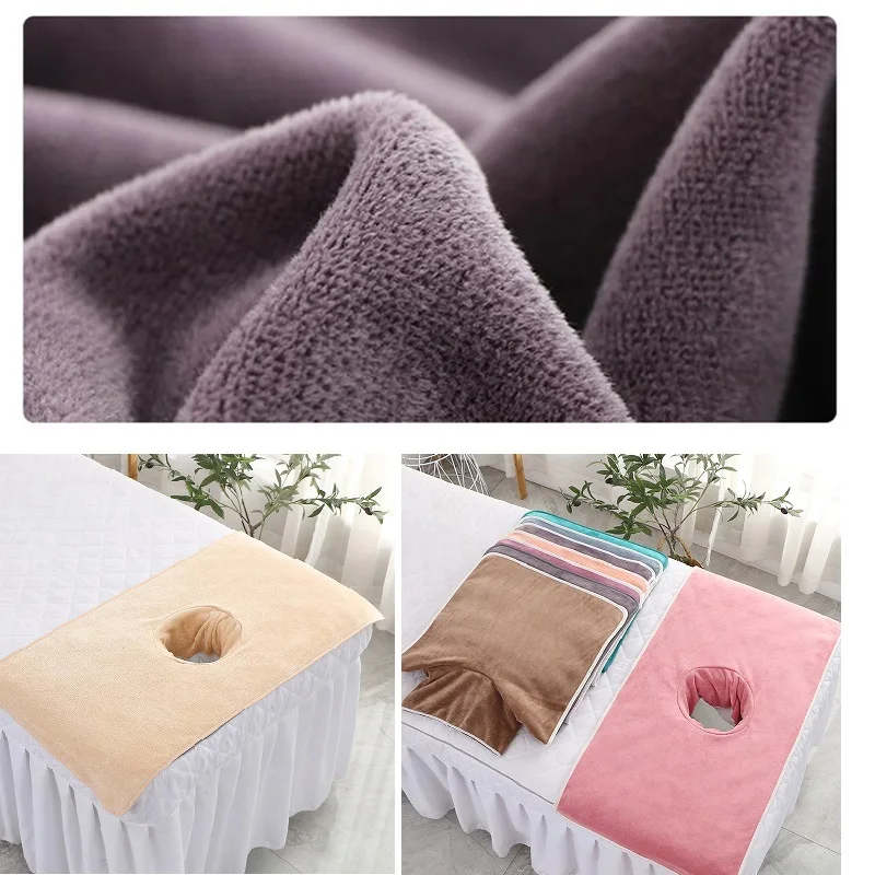 

40*80cm Thickened Beauty SPA Massage Table Planking Face Towel with Hole Bed Bandana