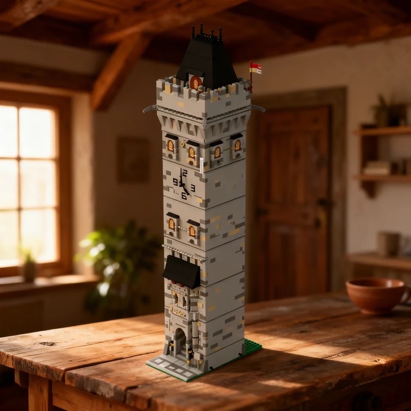 

4289 деталей MOC K8004 Средневековая башня, модульная модель городского пейзажа, строительные блоки, подарок для самостоятельной сборки, креативный коллекционный декор, премиум-класс