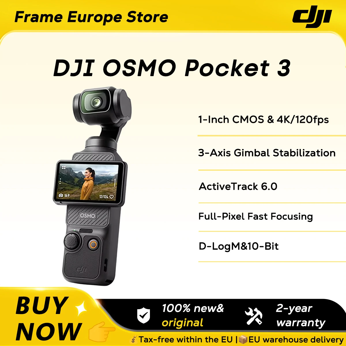 DJI OSMO Pocket 3 Leistungsstarker 1-Zoll-Sensor 4K/120fps 2-Zoll Drehbarer Touchscreen Original Brandneu EU-Lagerbestand