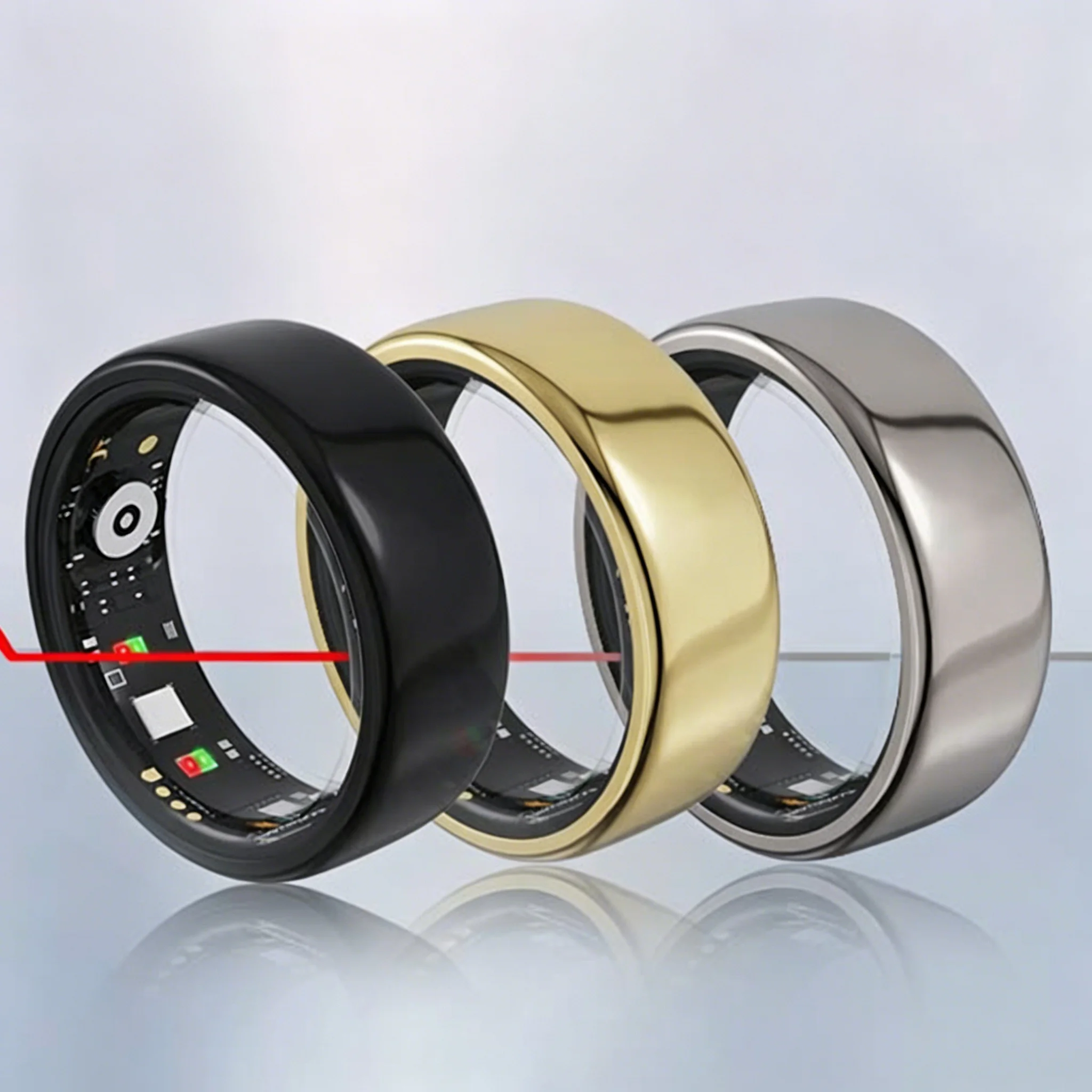 

M09 Rings Women Men Heart Rate Pressure Sleep Health Monitor Step Waterproof Sport Stainless Steel Smartring For Android IOS