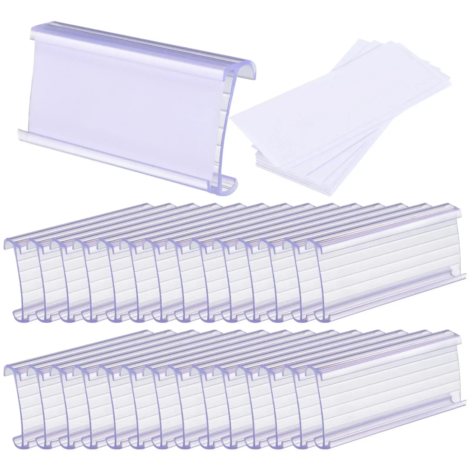 30 Sets Shelf Wire Labels Holders for Shelves Retail Shelving Tag Storage Unit Organization Vertical