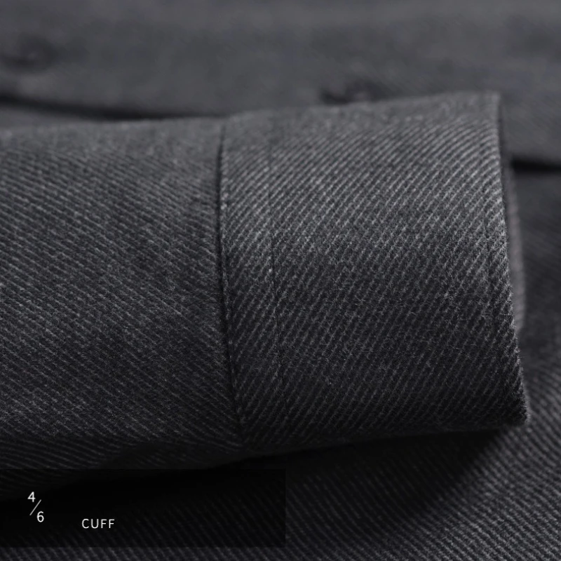 Herren-Langarmhemd aus Kunstwolle, einfarbig, Basic-Stil, helles Khaki, Schwarzgrau, Gentleman-strukturiertes Hemd M-4XL