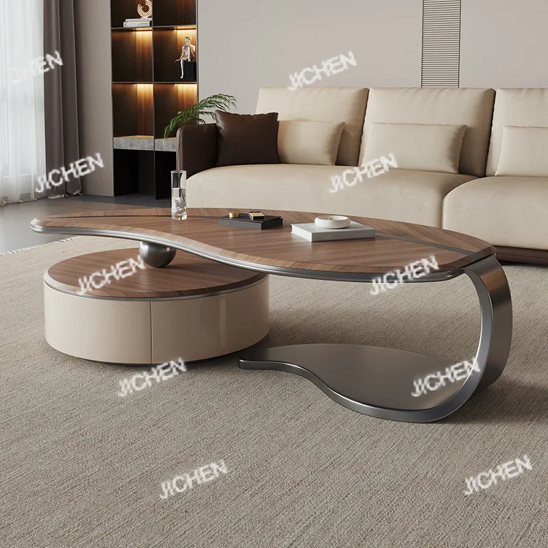 

HSSolid wood special-shaped leaf coffee table TV cabinet combination new Chinese modern light luxury belt draw living room home