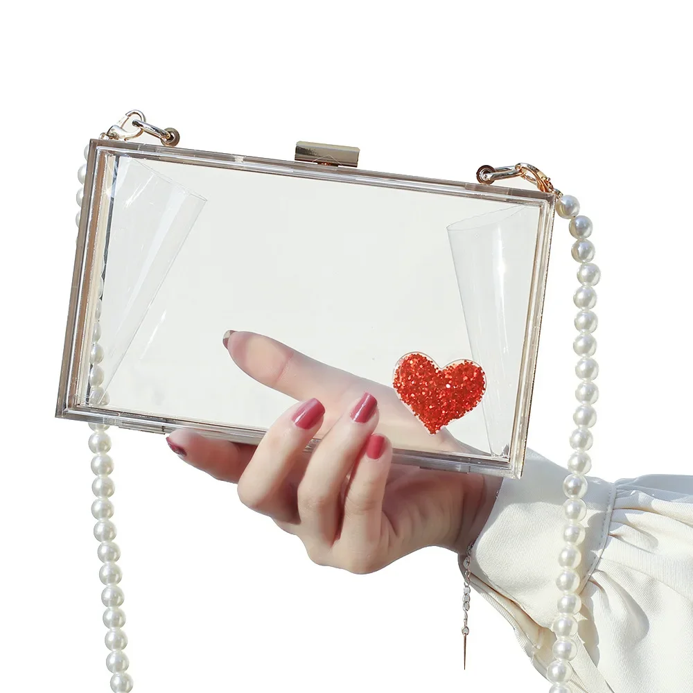 

Small Square Shoulder Bags Acrylic Clutch Bag Love Party Bag Dress Small Party Dinner Bag Fashion Girl Handbags