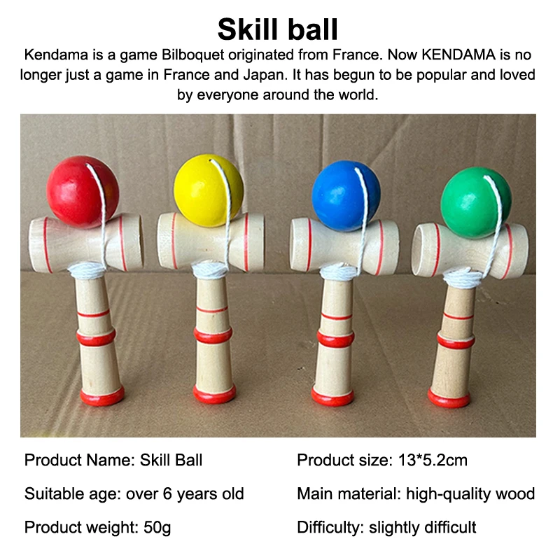 Giocattolo in legno Professionale Abile giocoleria Palla Cattura palla nella tazza Gioco tradizionale Coordinazione occhio-mano Educazione per bambini