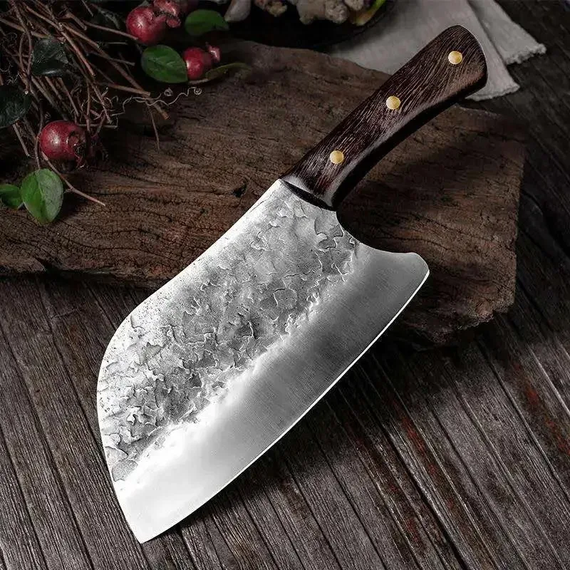 Forged Butcher Knife Cleaver Meat Chef Cooking Tool Wooden Handle Handmade Kitchen Knife Stainless Steel Slicing Boning Knife