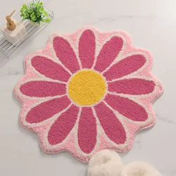 Daisy Flower Bath Mat Bedroom Living Room Floor Carpet Soft Tufted Non-slip Mat For Bath Toilet Bedroom Balcony Home Decor