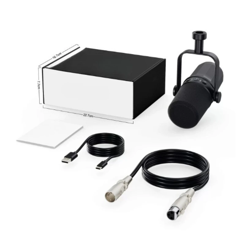 XLR USB Gaming Dynamic Microphone with Mute Button, Streaming Podcast PC Mic Kit, Broadcast Recording Studio Equipment