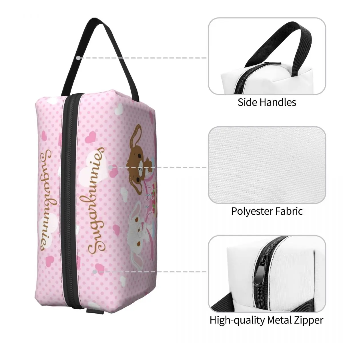 حقيبة مستحضرات التجميل النسائية من Sugarbunnies، حقيبة تنظيم المكياج للسفر، حقيبة تخزين أدوات الزينة، مقلمة