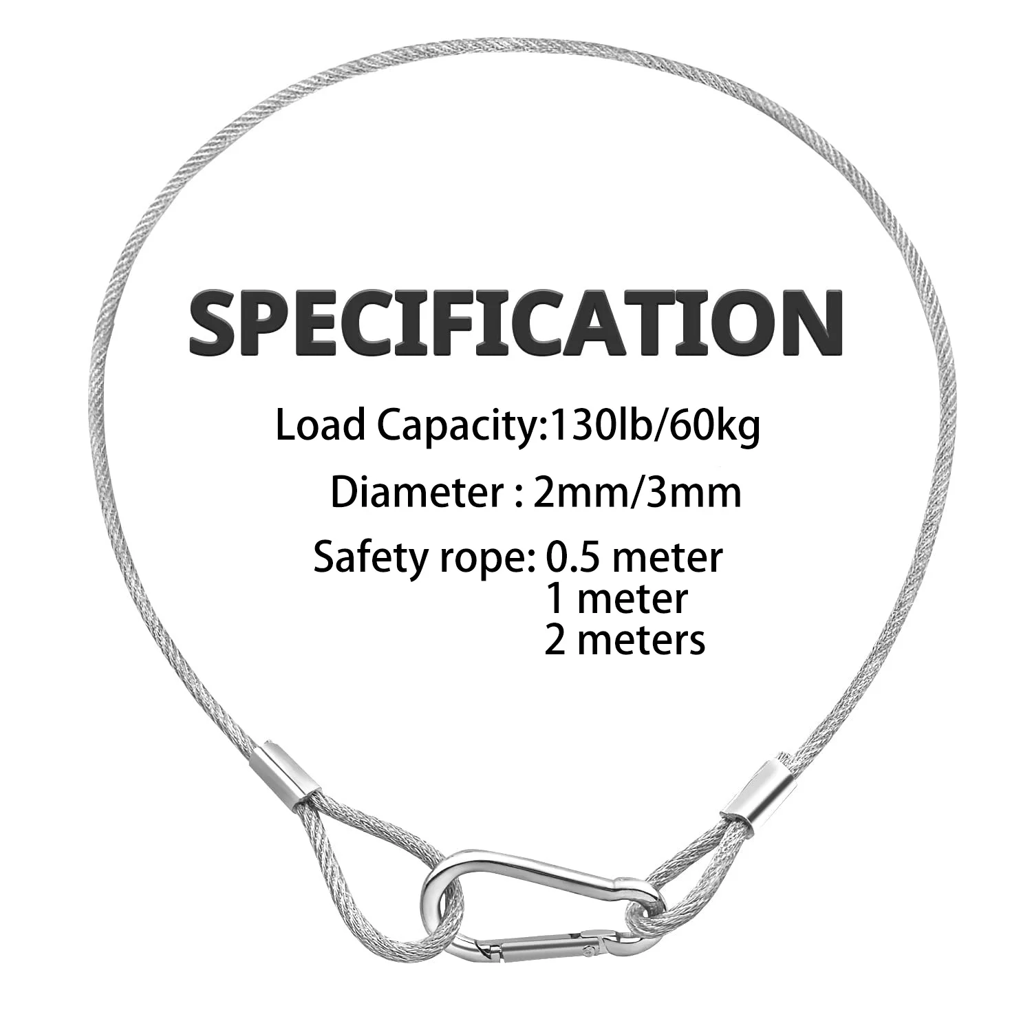 10pcs Stage Light Cable With Locking Buckle For Flat Light Rope Mobile Headlamp Steel Wire Tow Rope 2/3mm Stainless Steel Cable